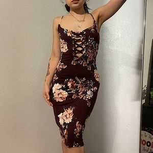 IRIS Floral Form Fitting Dress